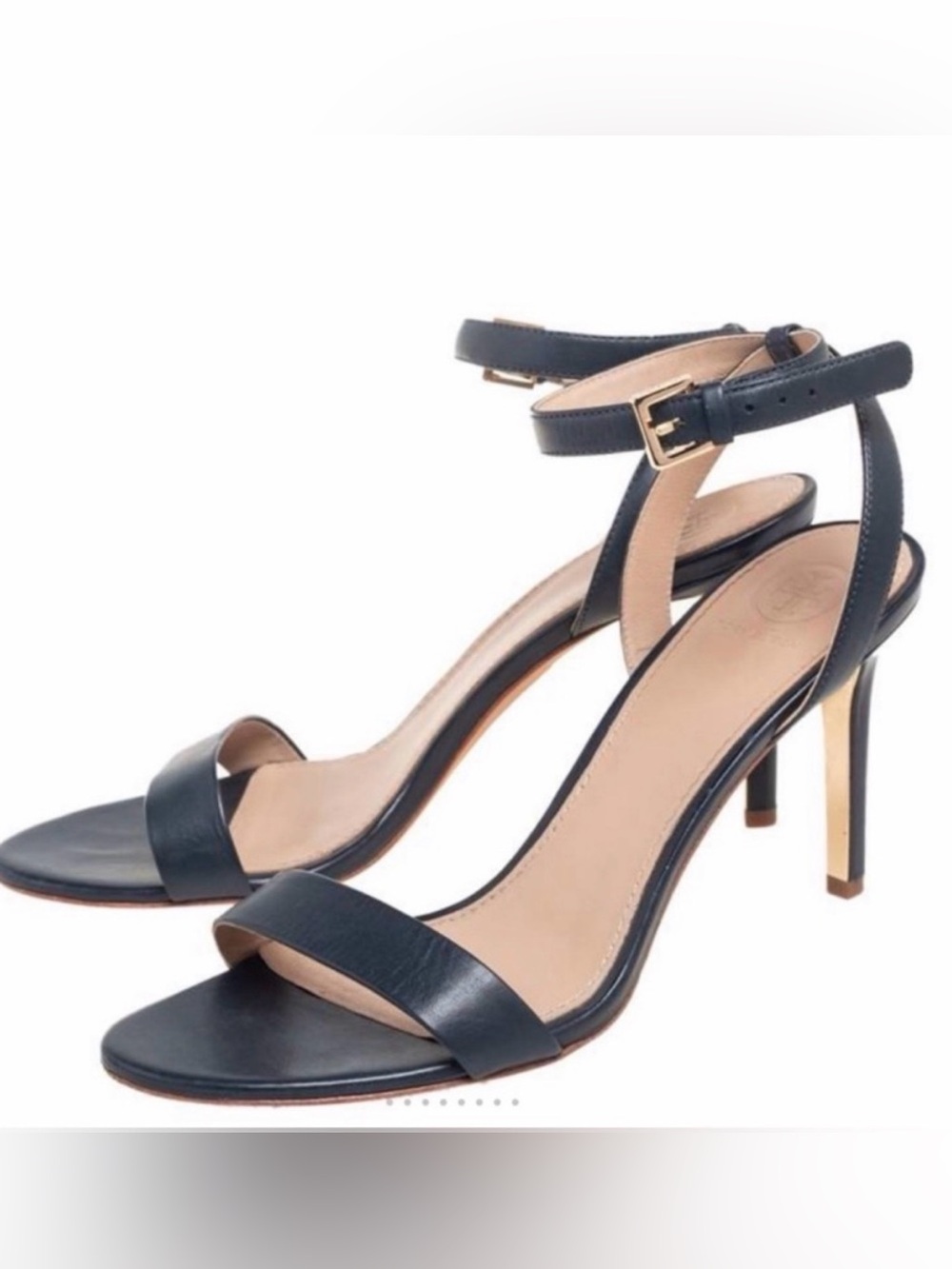 Tory Burch Elana 85MM Black Leather Open-Toe Ankle-Strap sandals